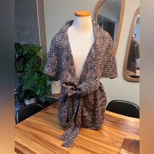 Elie Tahari Black and Brown Wool Knit Sweater